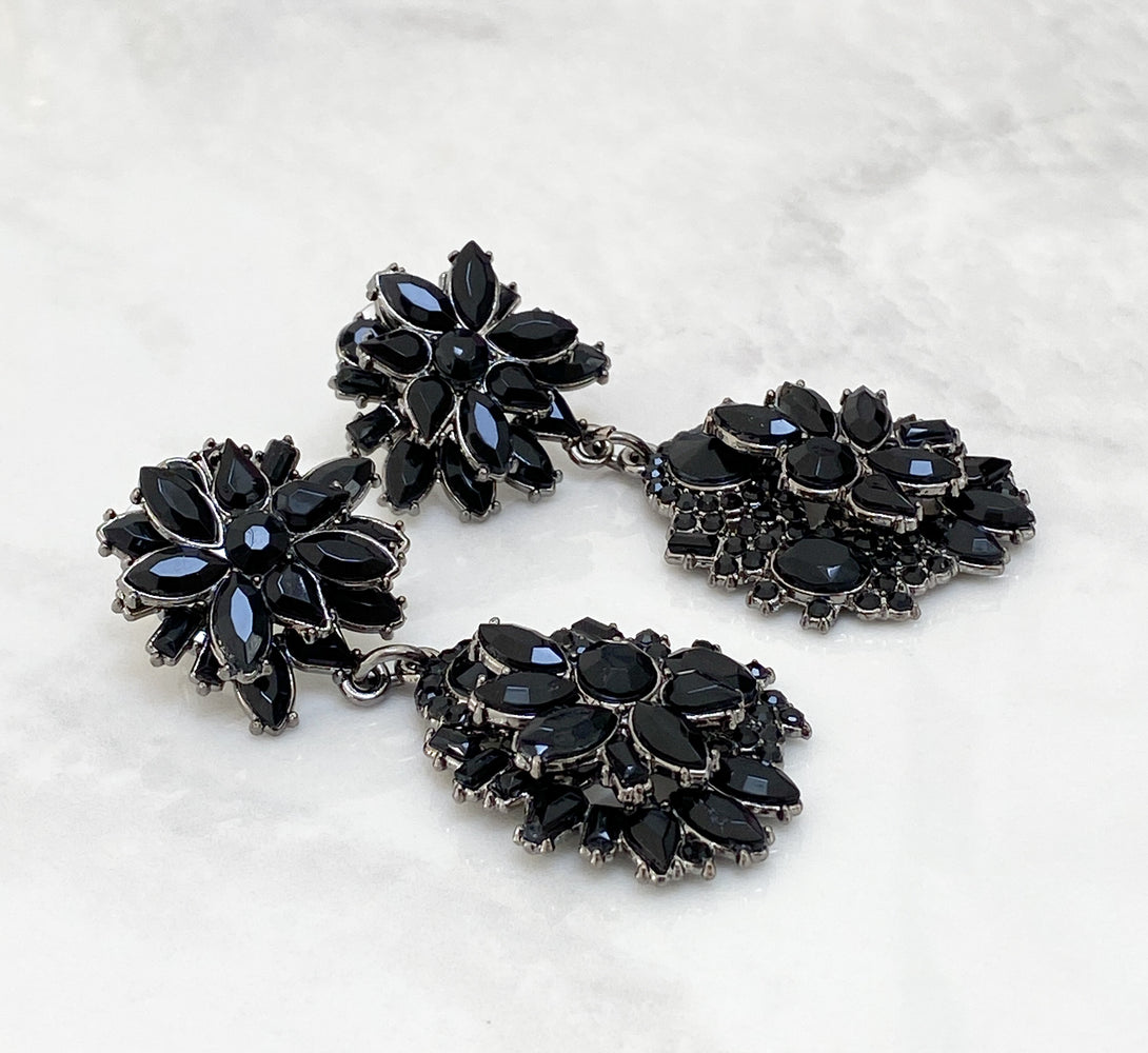 ZIA Black Jewel Statement Earrings