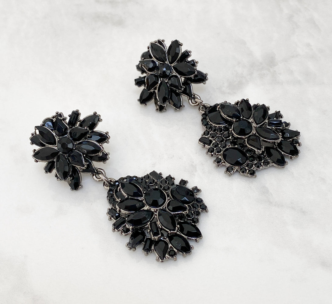 ZIA Black Jewel Statement Earrings