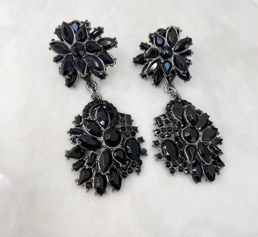 ZIA Black Jewel Statement Earrings