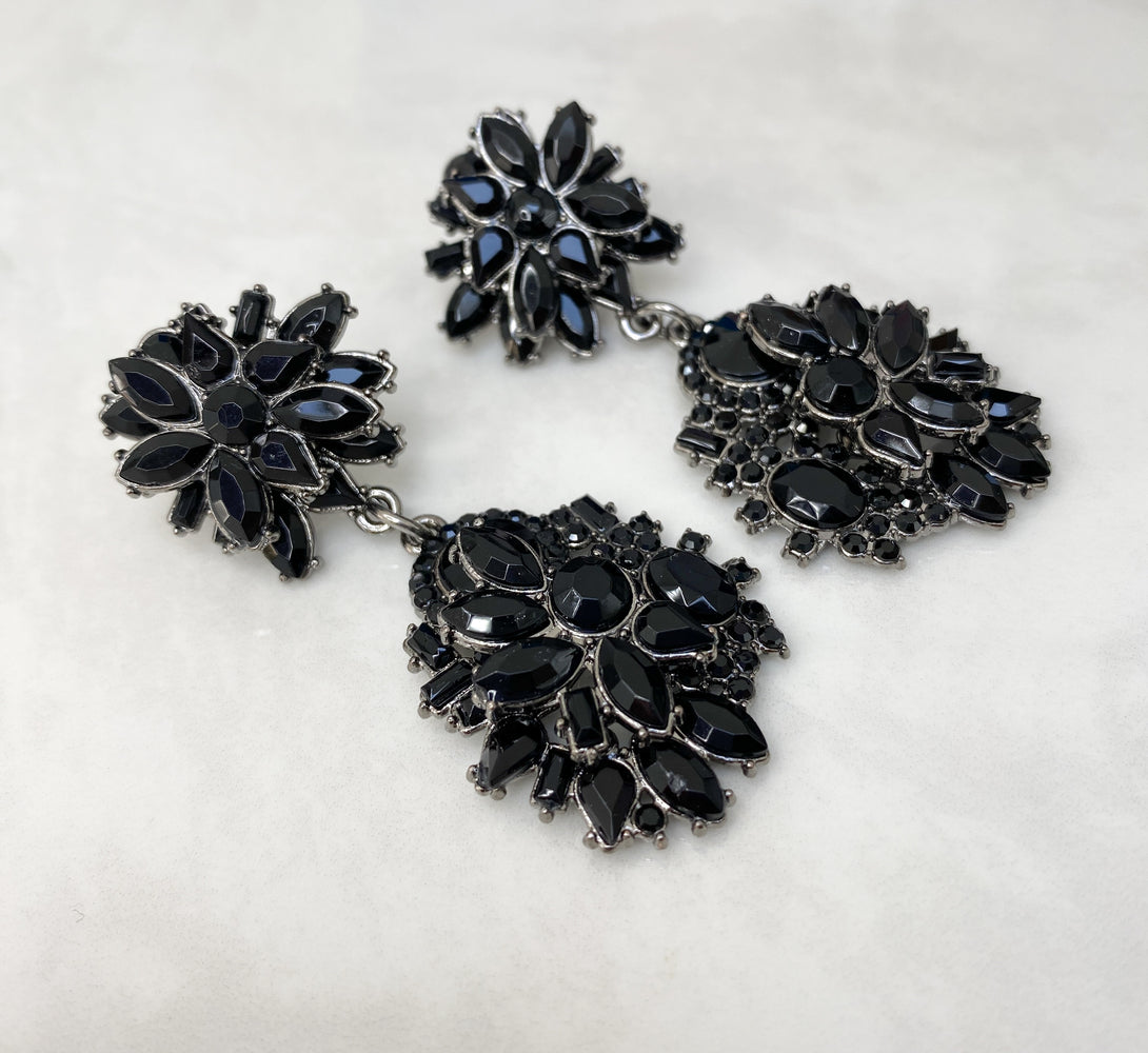 ZIA Black Jewel Statement Earrings