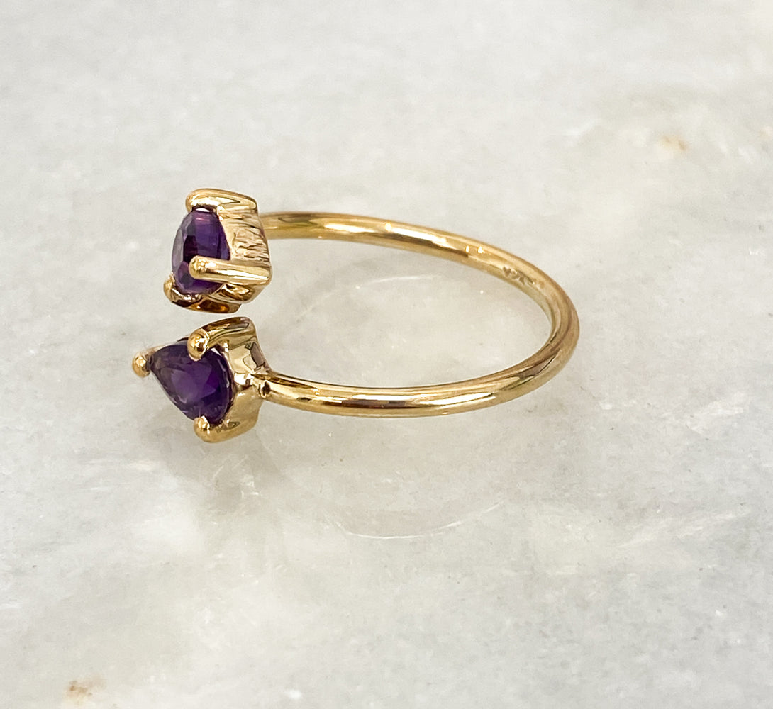 Amethyst Gemstone Gold Teardrop Ring (18k Gold)