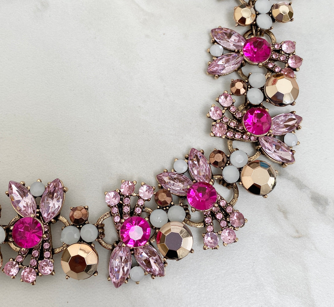 KIRA Pink & Gold Statement Necklace