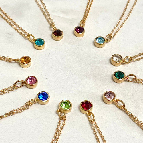 Gold  Love Heart Birthstone Necklace