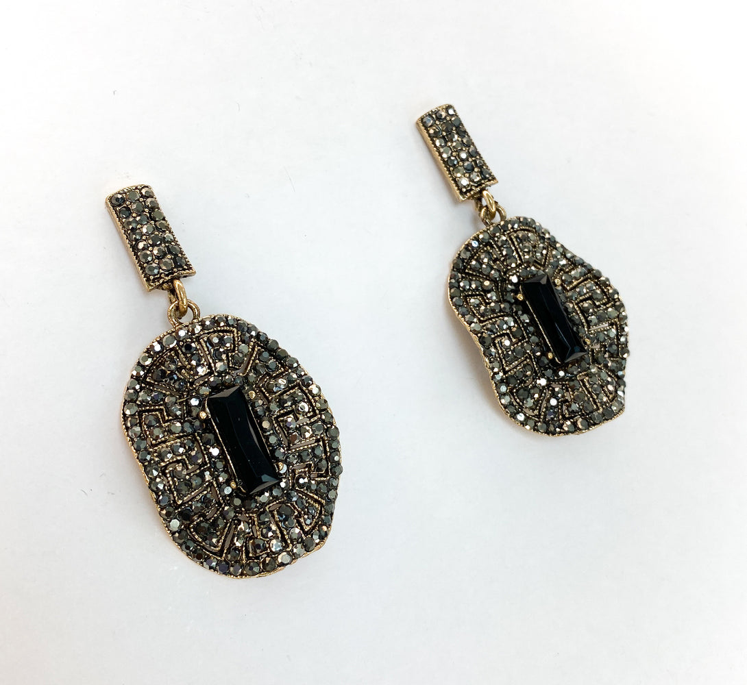 SASHA Gold & Black Jewel Earrings