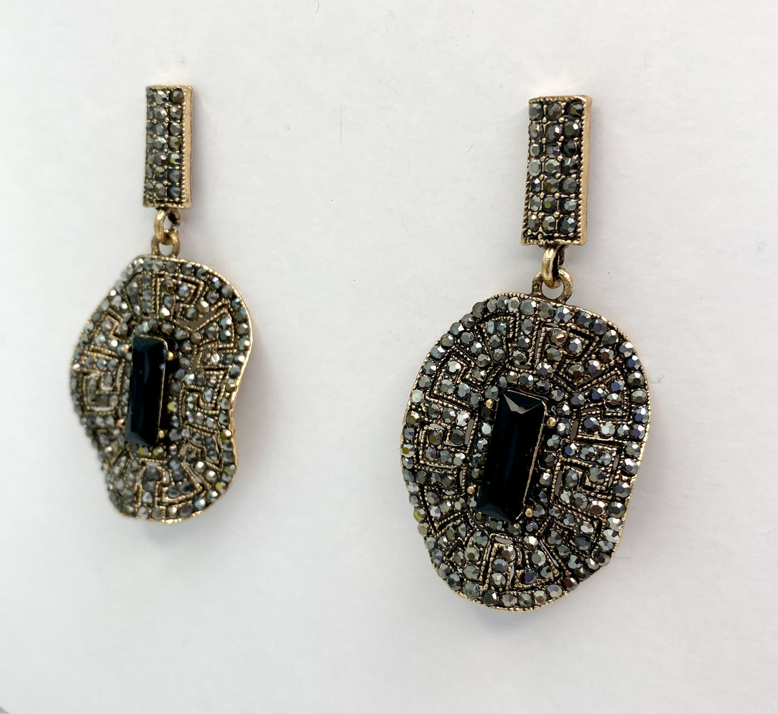 SASHA Gold & Black Jewel Earrings