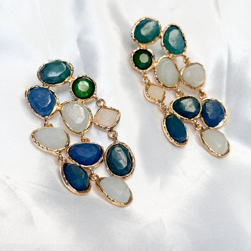 HARPER Blue Jewel Statement Earrings