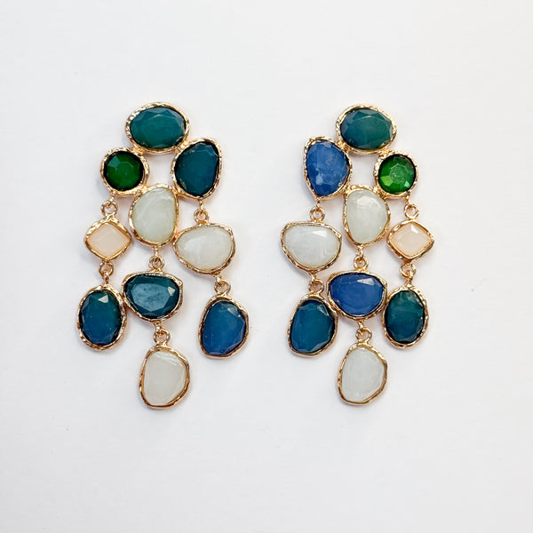 HARPER Blue Jewel Statement Earrings