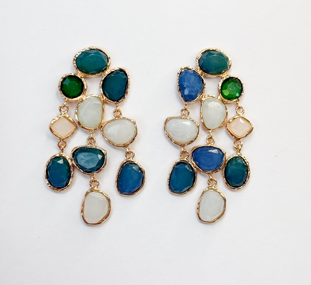 HARPER Blue Jewel Statement Earrings