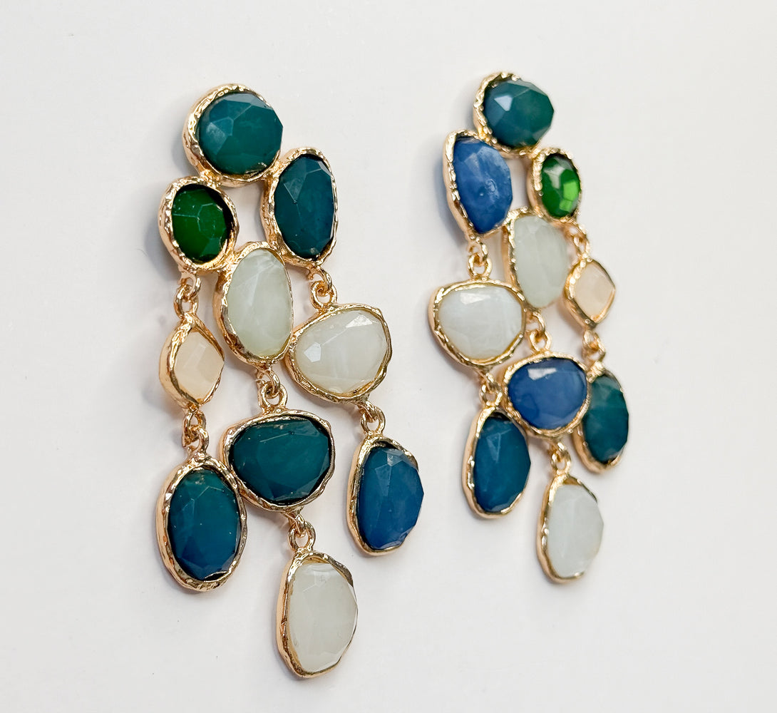 HARPER Blue Jewel Statement Earrings