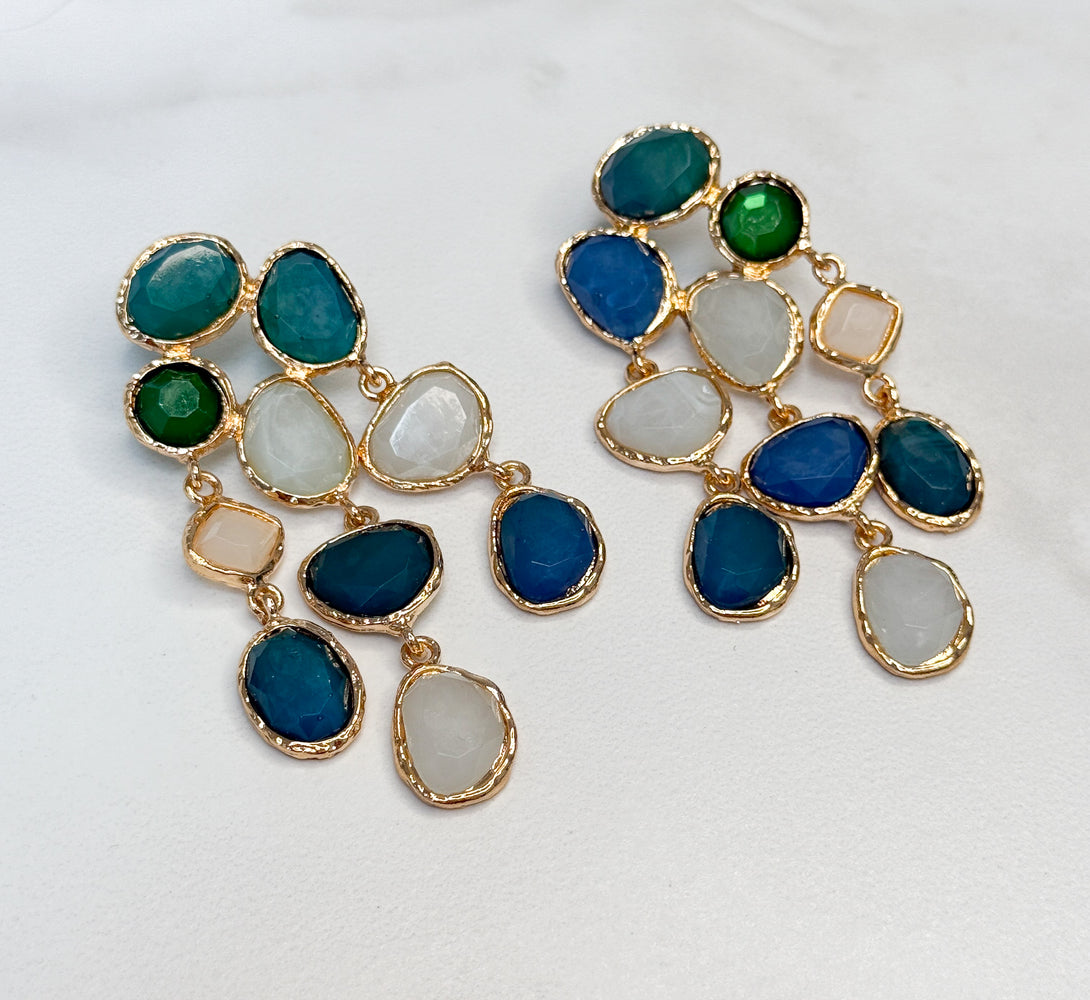 HARPER Blue Jewel Statement Earrings