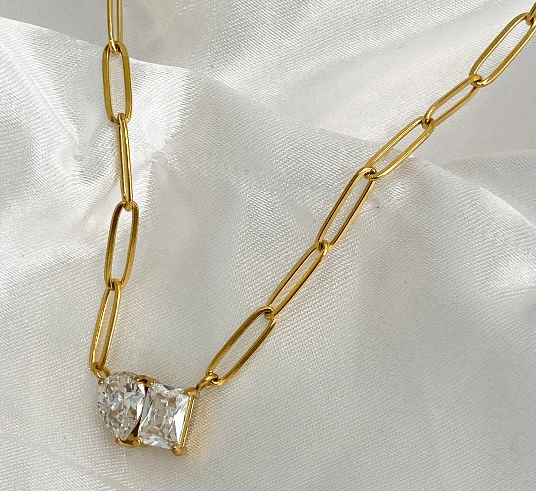 Gold and crystal pendant necklace for her