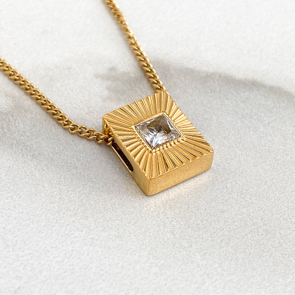 BRIT Gold Rectangle Necklace