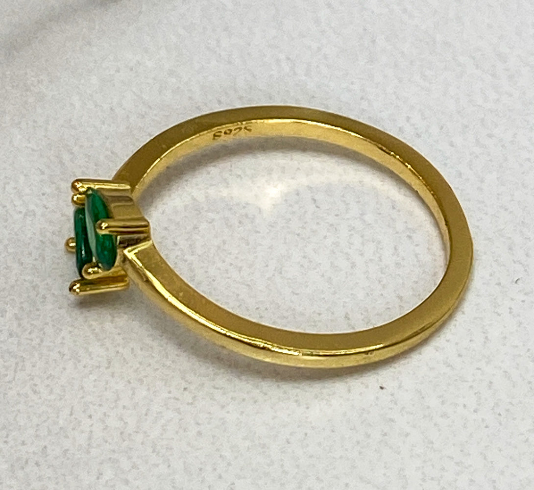 Emerald Green Crystal Ring (Gold)