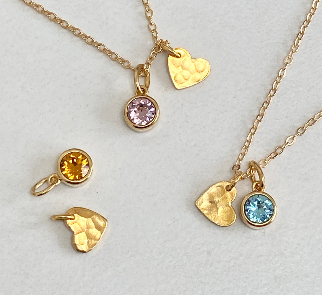 Gold  Love Heart Birthstone Necklace