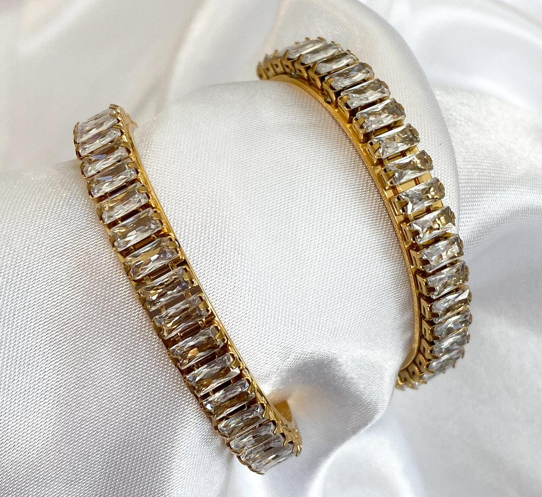 ADA Zirconia Crystal Gold Hoop Earrings