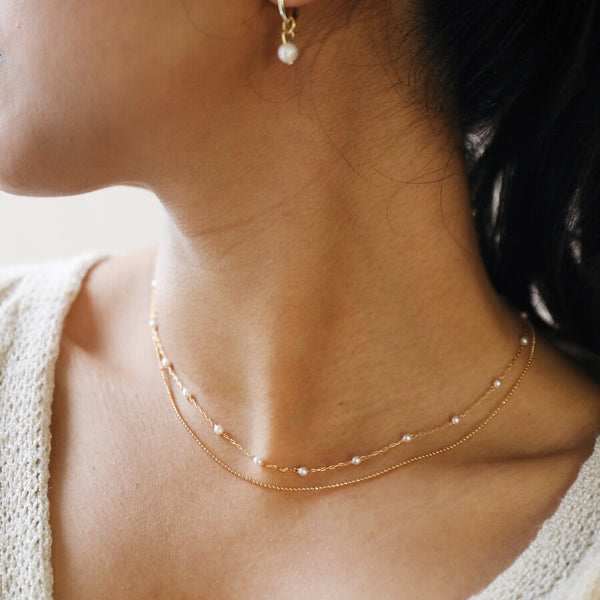 LEAH Pearl Layered Gold Necklace