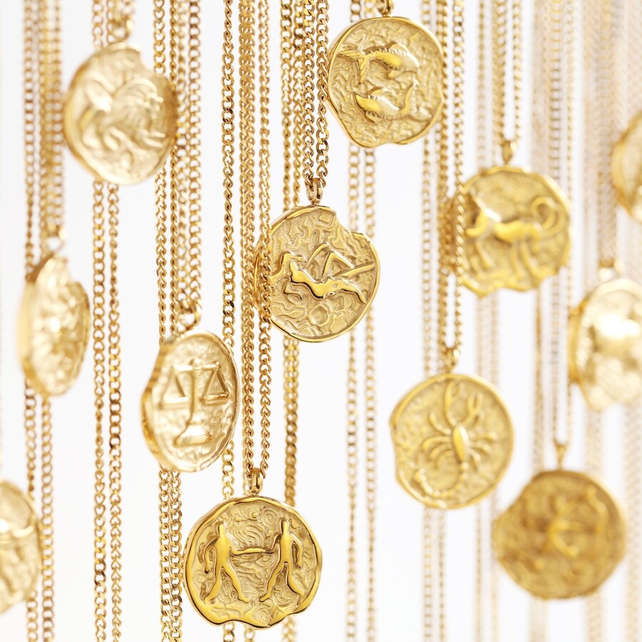 Gold Zodiac Symbol Pendant and Gold chain