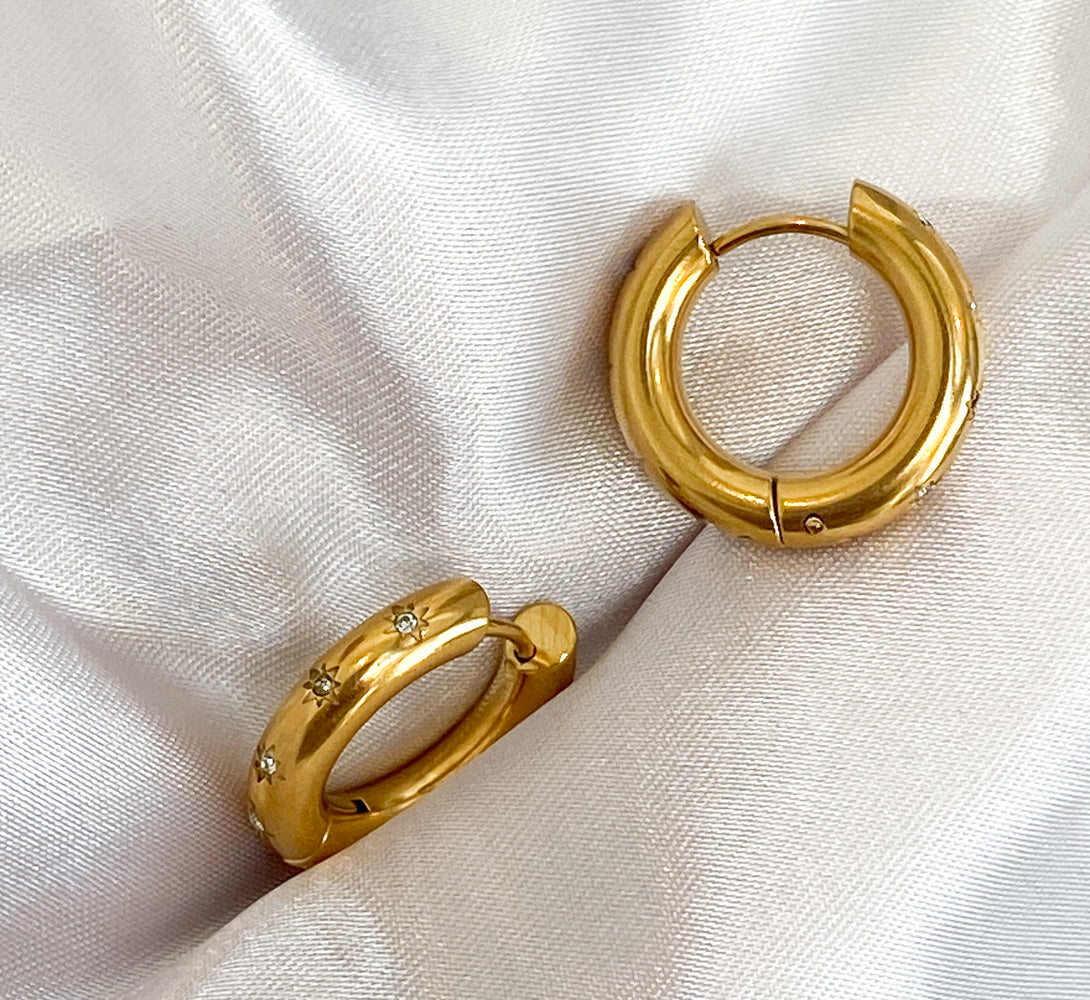 MIA Gold Starburst Hoop Earrings