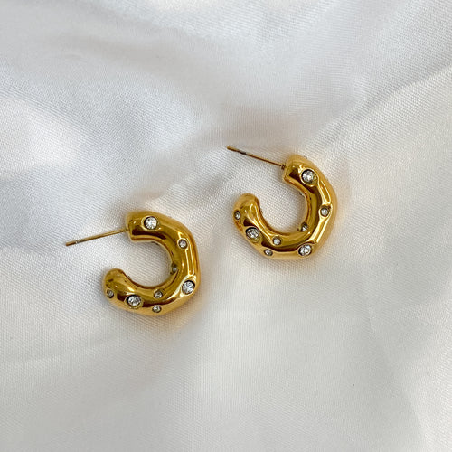 CLEO Chunky Gold Hoop Crystal Earrings