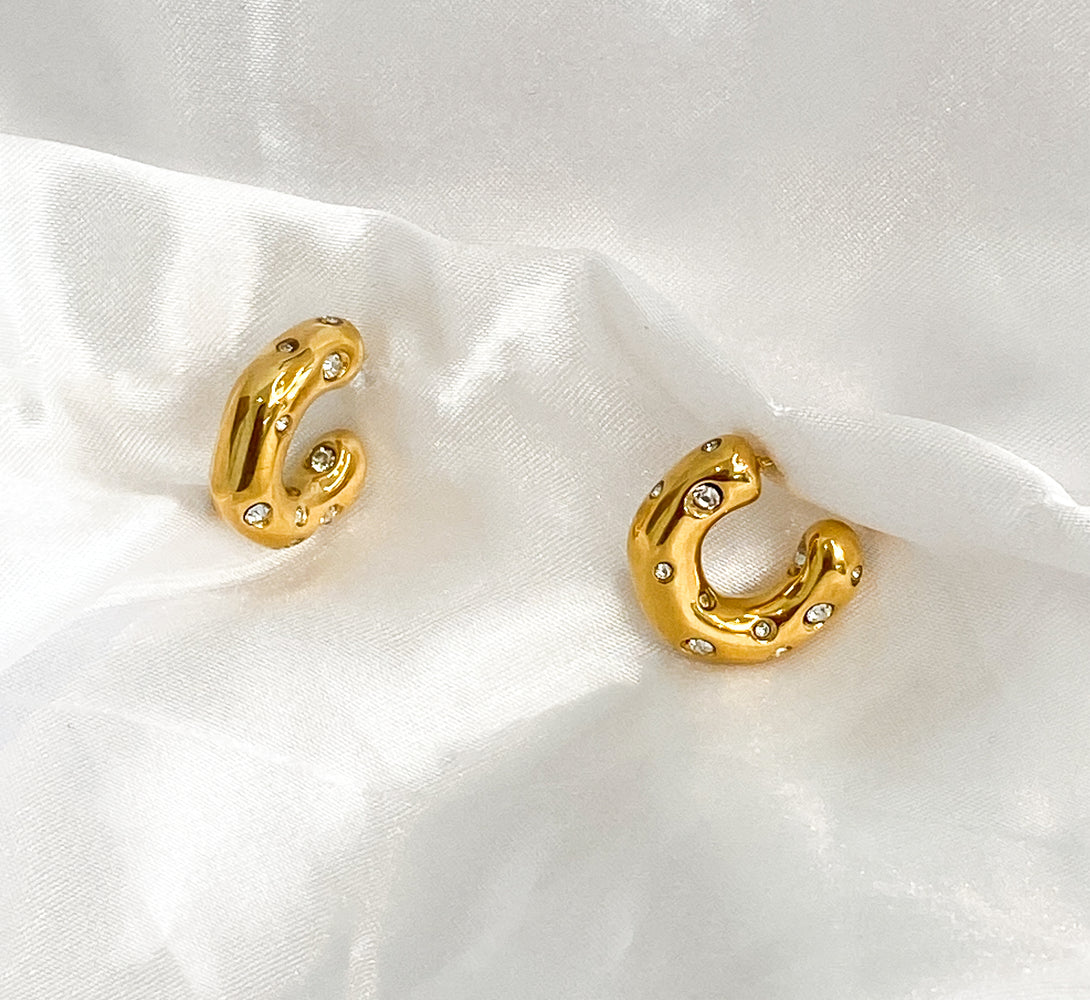 CLEO Chunky Gold Hoop Crystal Earrings