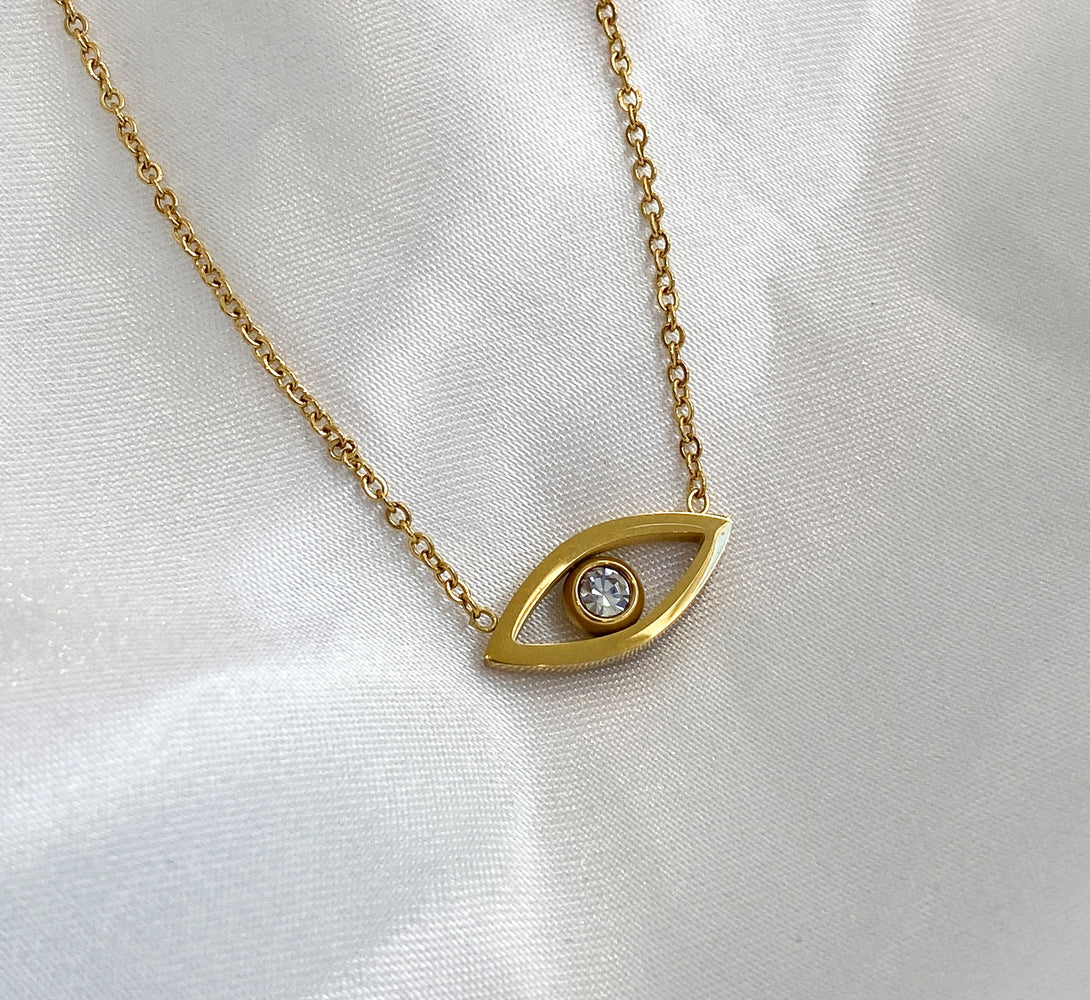 SASA 18k Gold Evil Eye Crystal Pendant Necklace