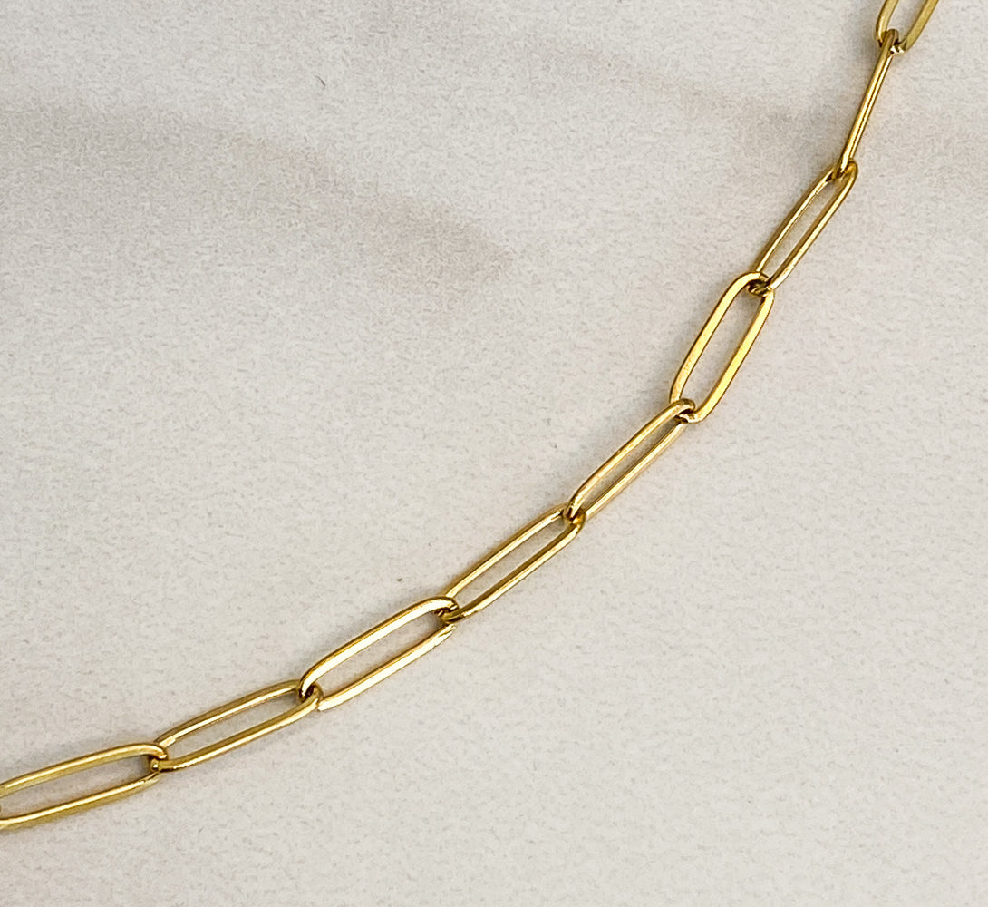 MILA Gold Paperclip Chain Crystal Necklace