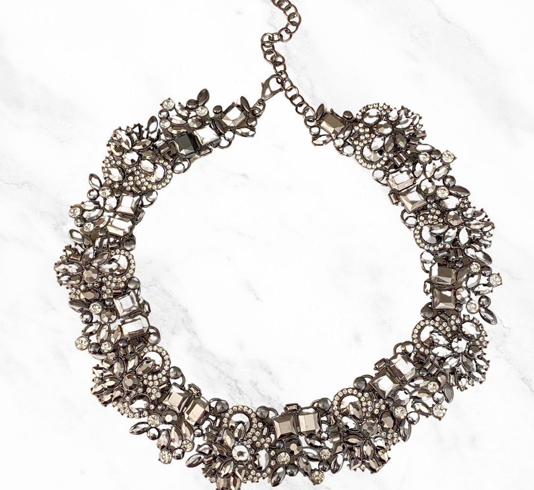 Graphite Grey Statement Necklace - Not perfect but still beautiful