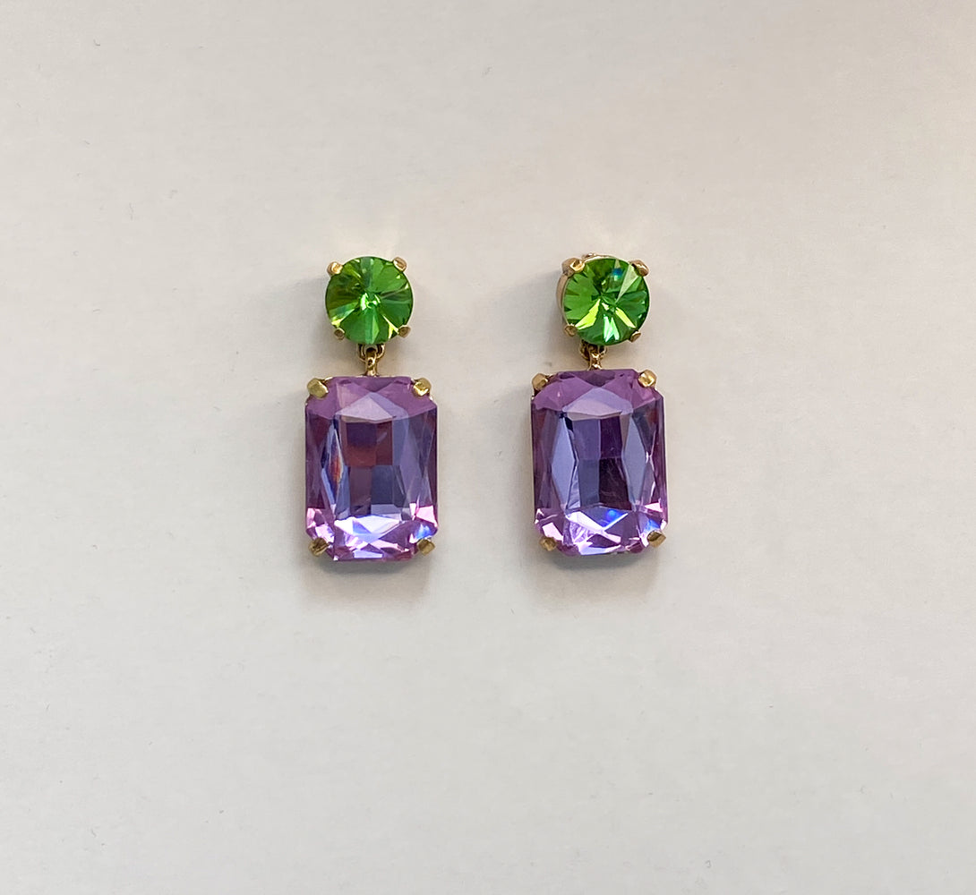 MAE Lilac & Green Rhinestone Embellished Earrings