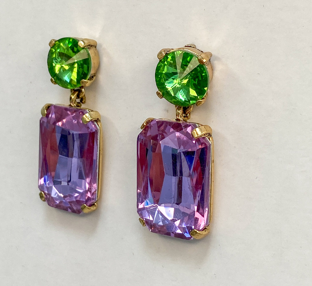 MAE Lilac & Green Rhinestone Embellished Earrings
