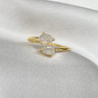 Gold Moonstone Crystal Teardrop Ring