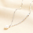 Silver paperclip chain necklace with a pearl pendant and crystal drop. Perfect for jewellery gifts