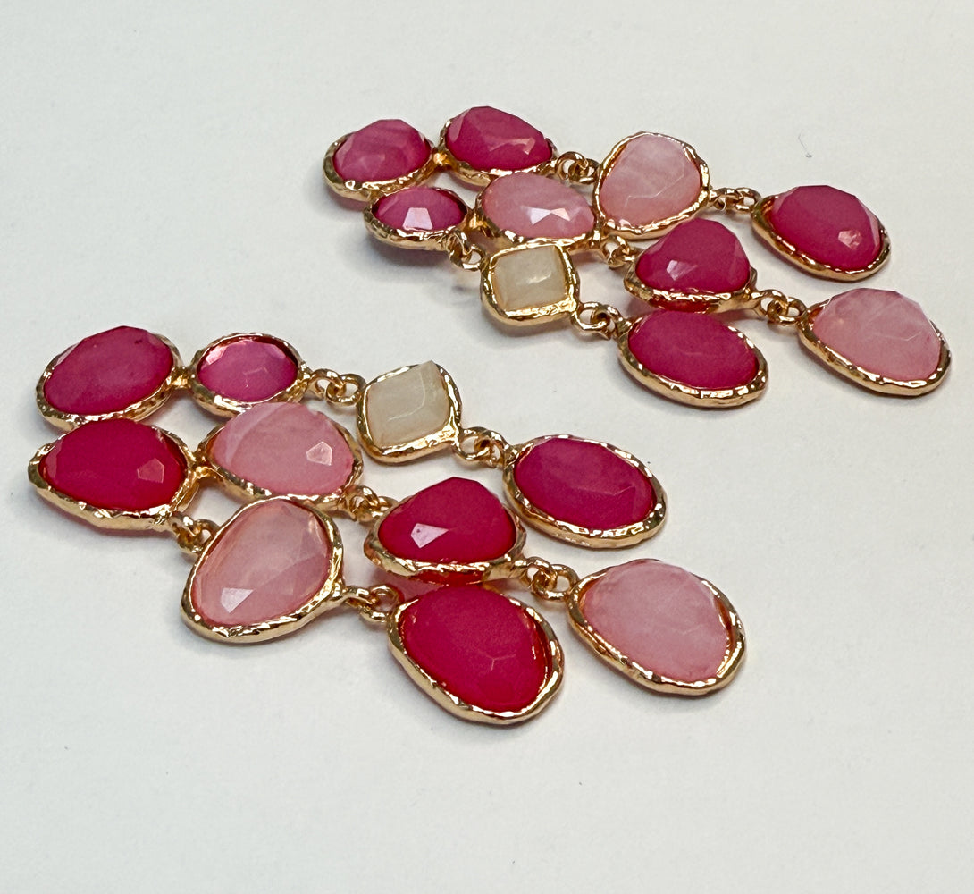 HARPER Pink Jewel Statement Earrings