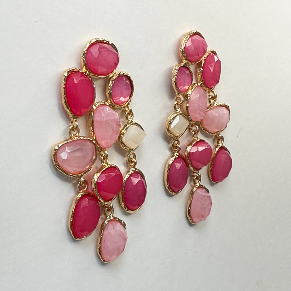 HARPER Pink Jewel Statement Earrings