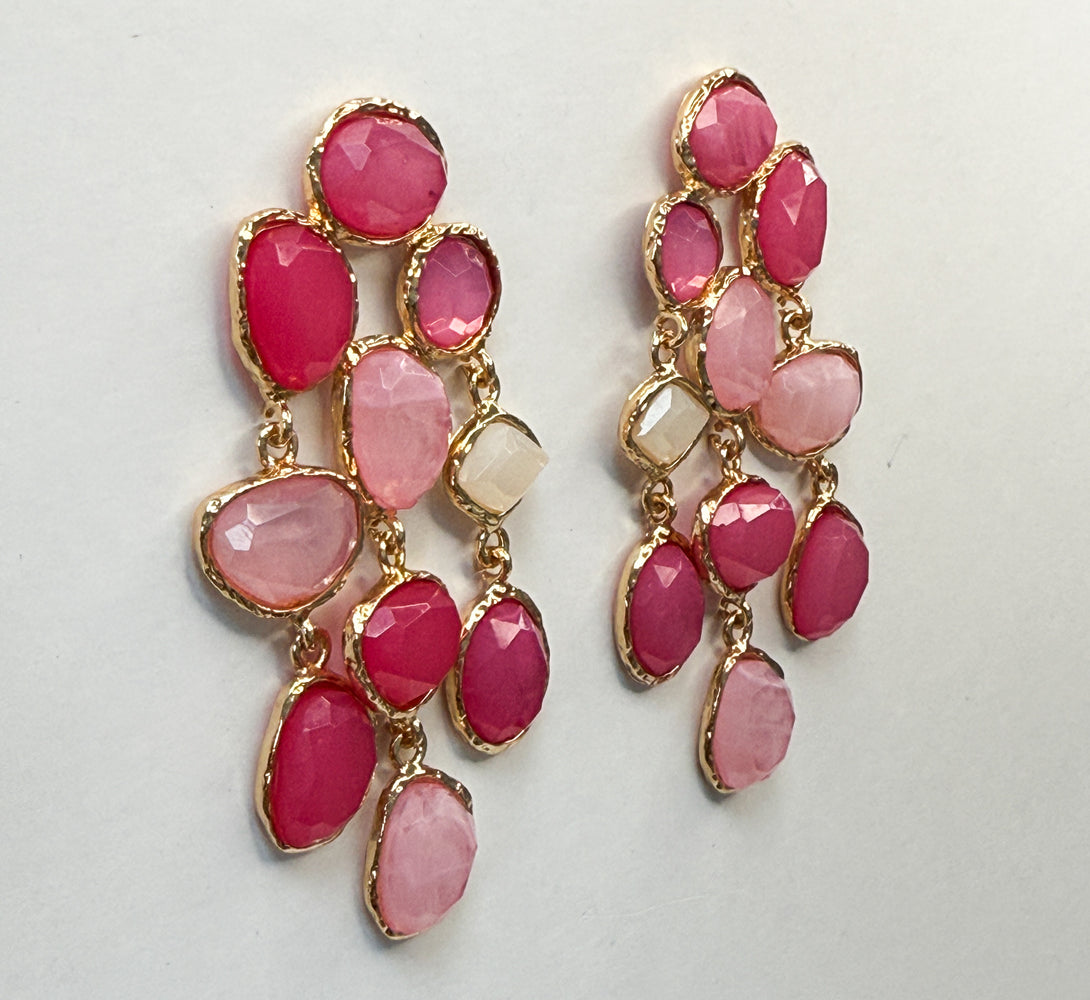 HARPER Pink Jewel Statement Earrings