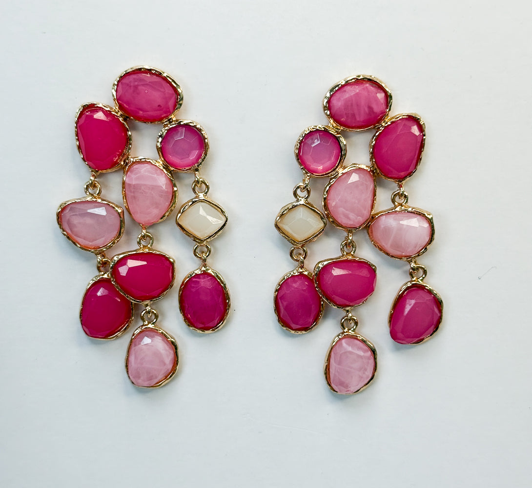 HARPER Pink Jewel Statement Earrings