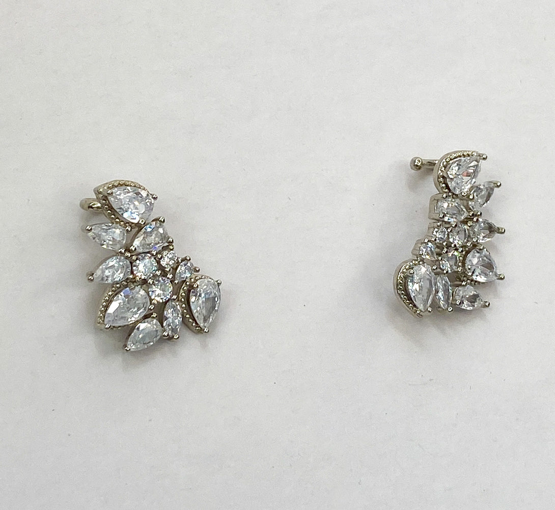 UNA Crystal Ear Climber Earrings (Silver / Rose Gold)