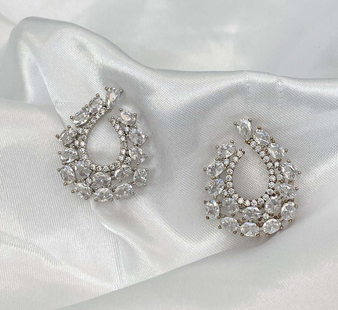 ZURI Silver Crystal Earrings
