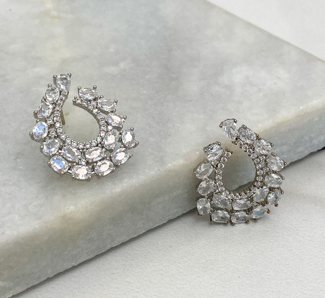 ZURI Silver Crystal Earrings