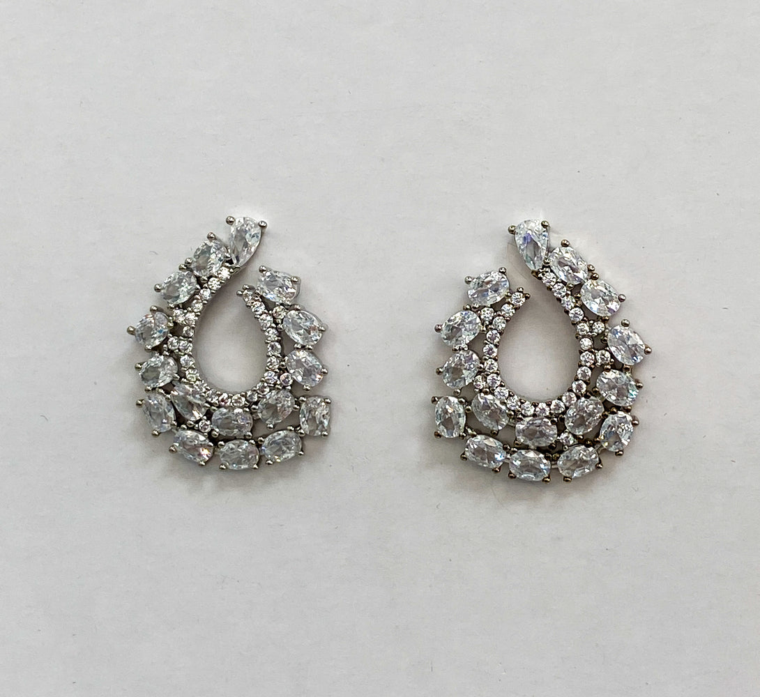 ZURI Silver Crystal Earrings