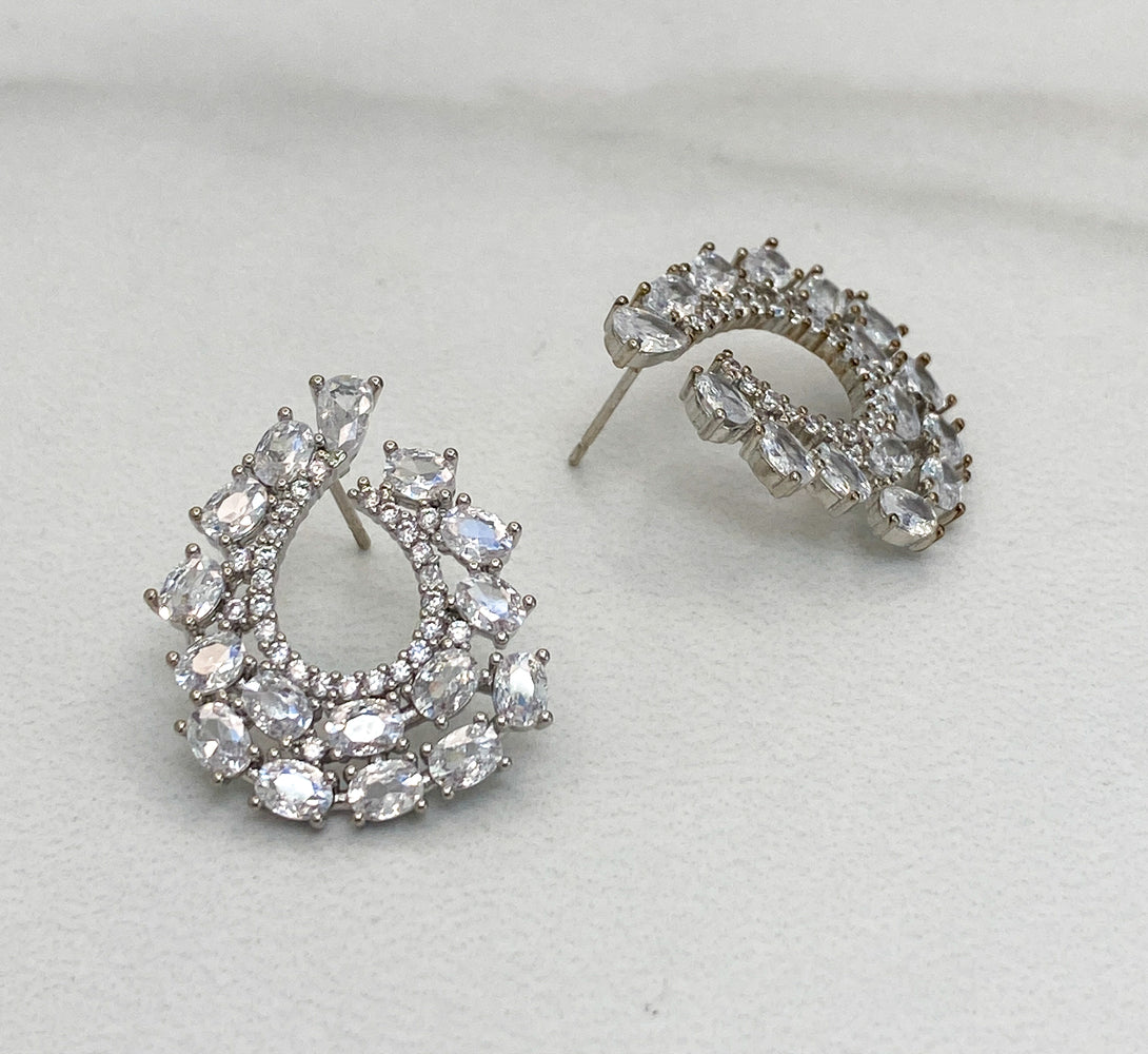 ZURI Silver Crystal Earrings