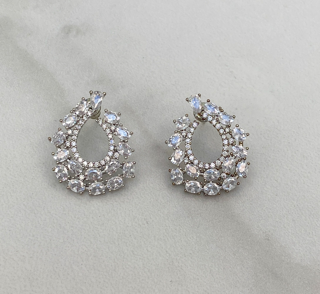 ZURI Silver Crystal Earrings
