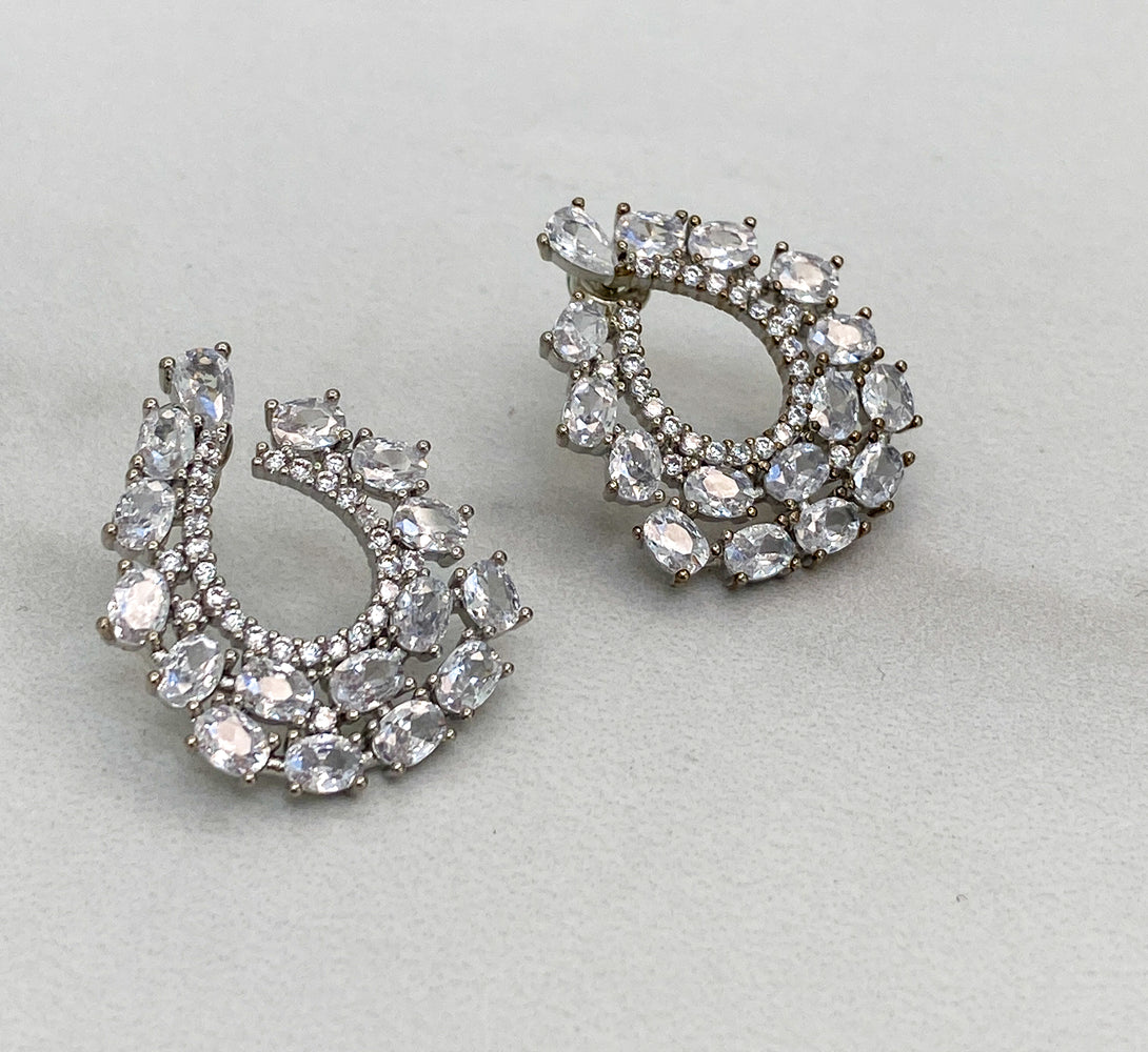 ZURI Silver Crystal Earrings