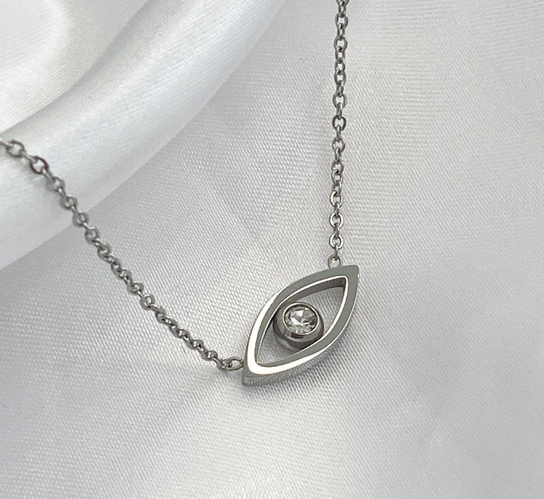 Evil eye charm necklace, waterproof and zirconia crystal, gifts for him and her 