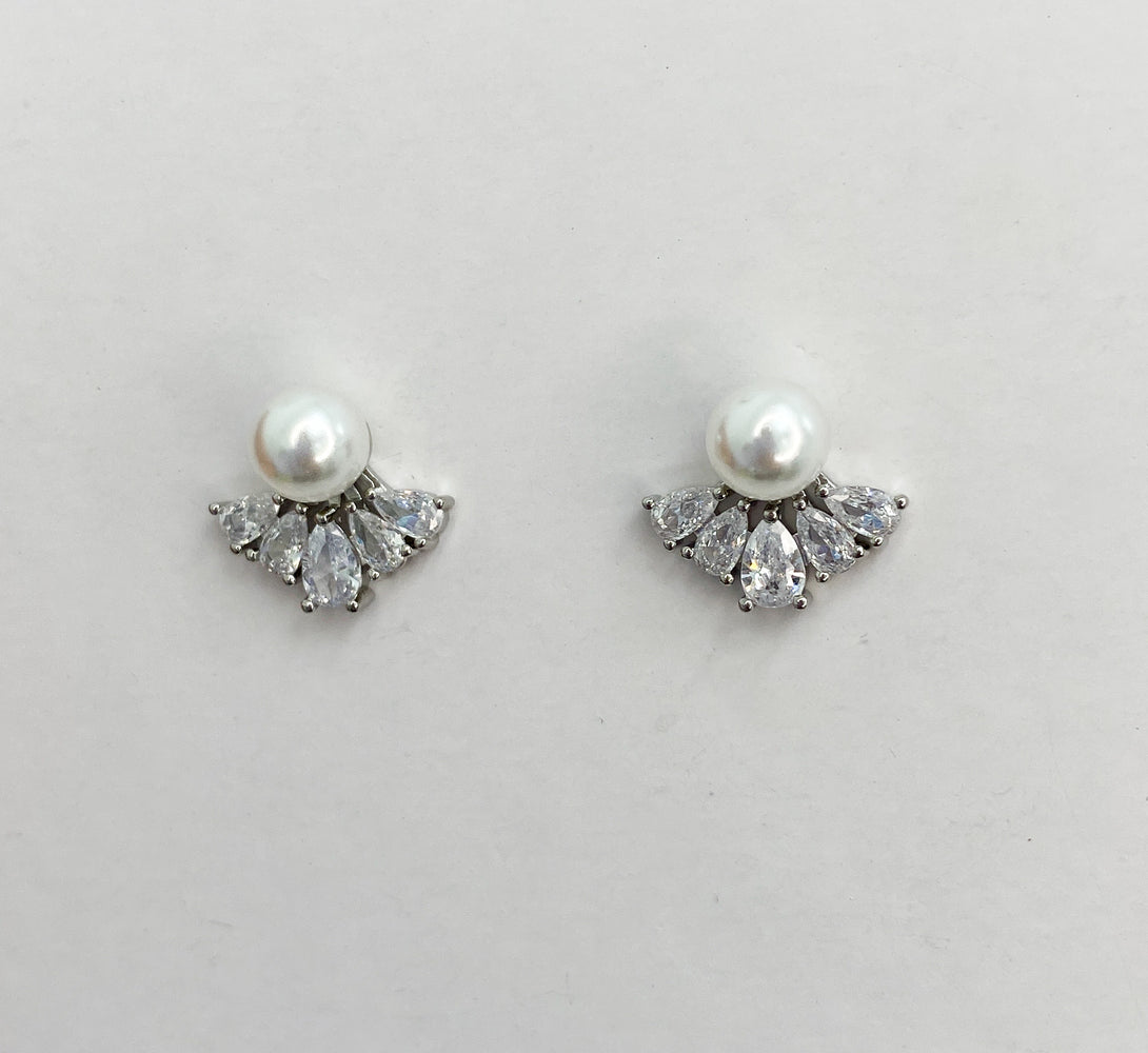 ELLIE Silver Pearl & Crystal Stud Earrings