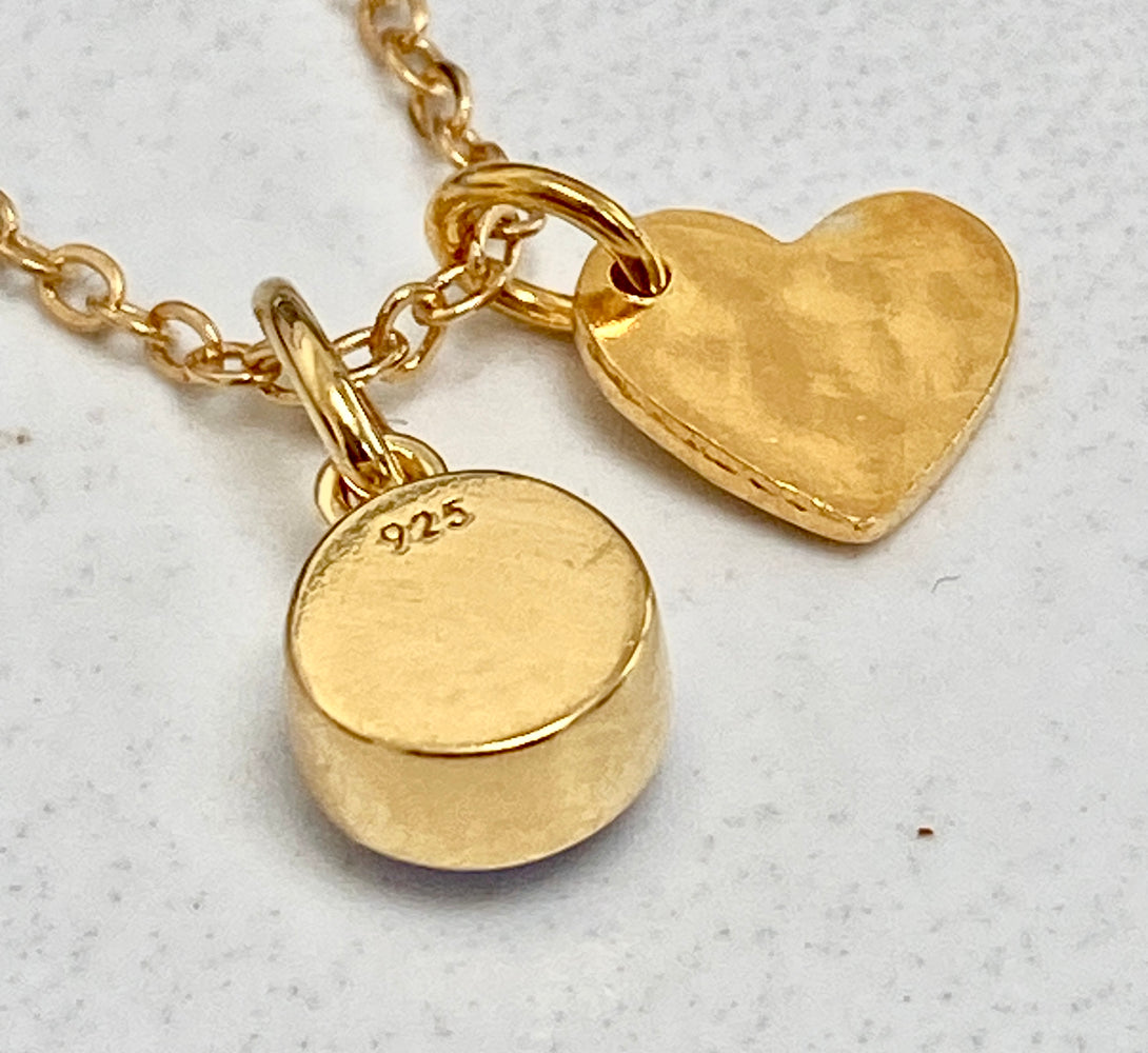 Gold  Love Heart Birthstone Necklace