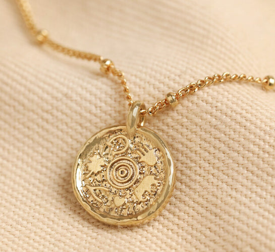 Gold Talisman Good Luck Charm Pendant Necklace - Main Image