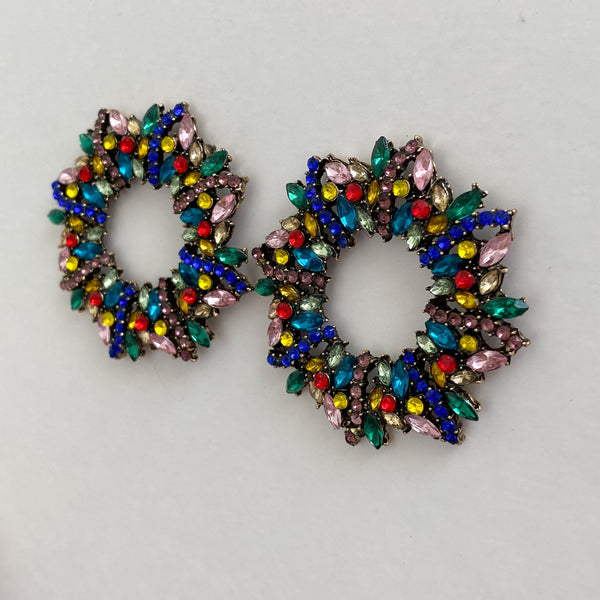 MIRA Large Multicoloured (Royal Blue/ Pink) Stud Earrings