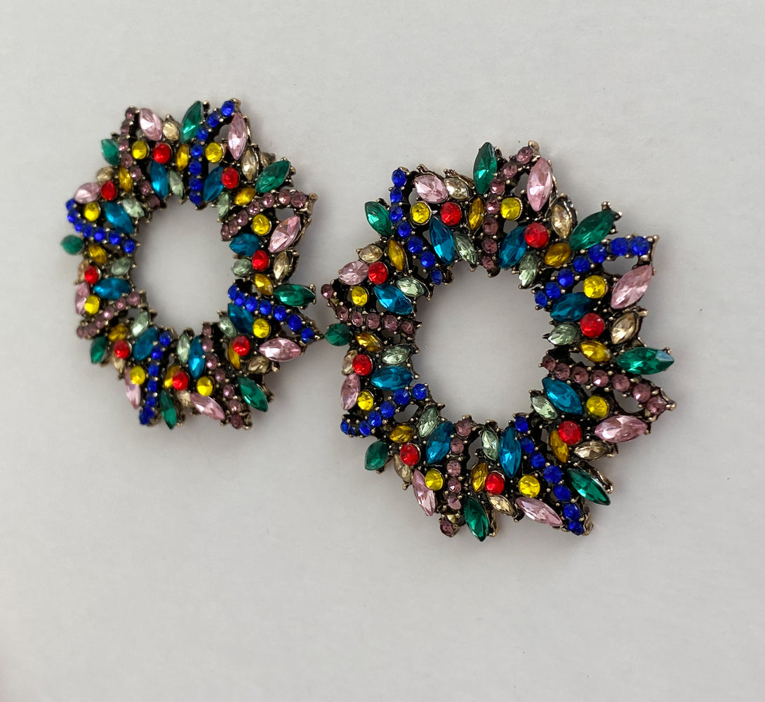 MIRA Large Multicoloured (Royal Blue/ Pink) Stud Earrings