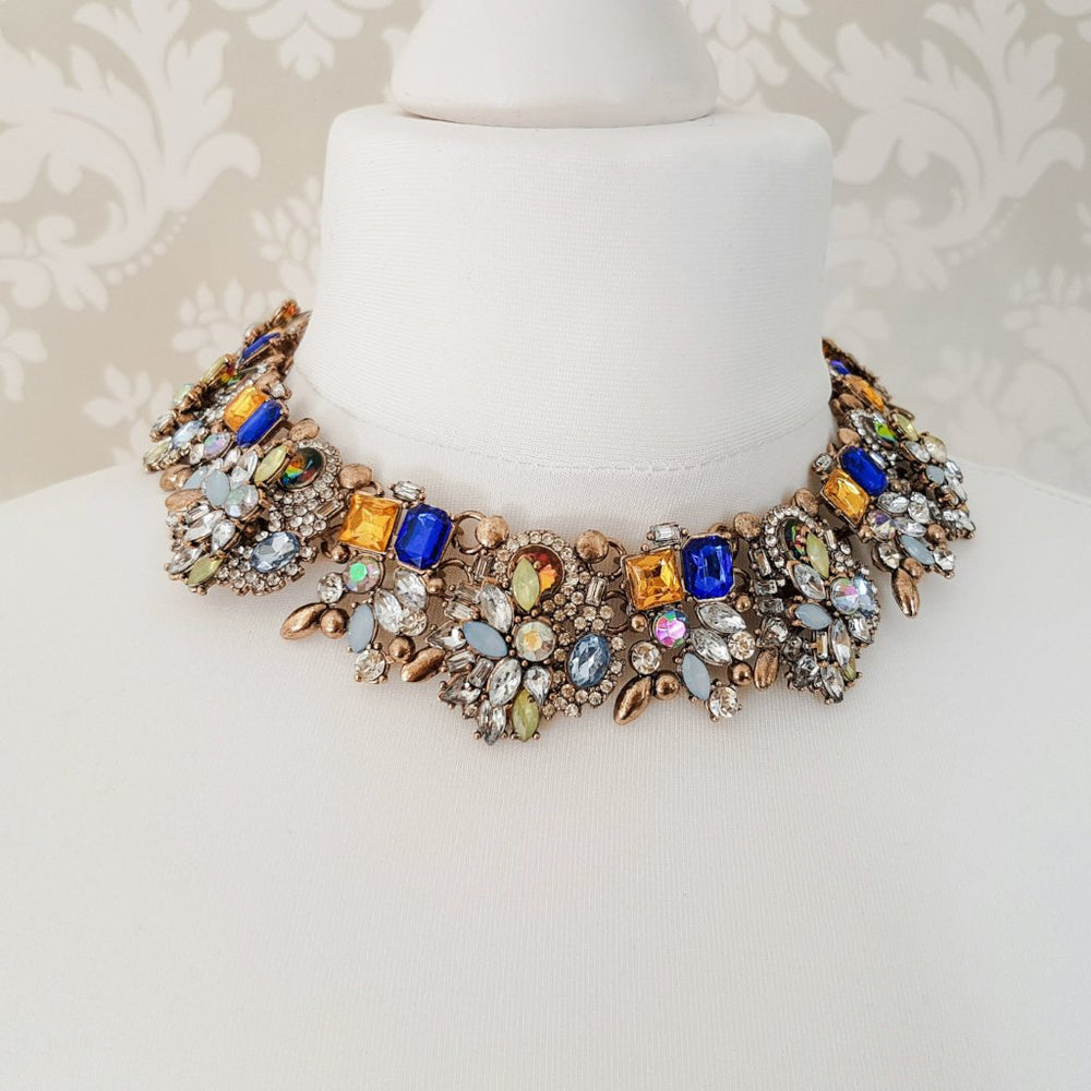 multicoloured bib necklace