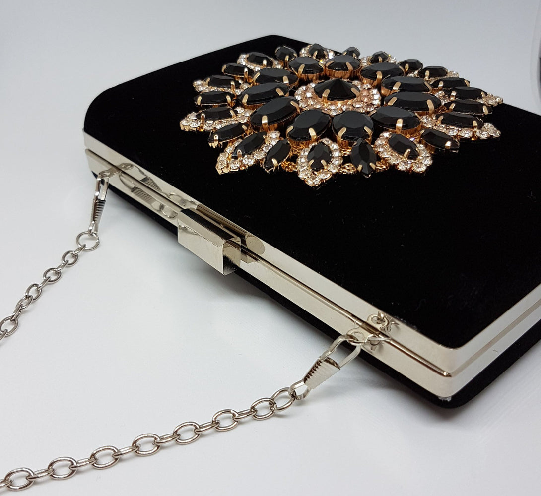 TORA Black Jewel Clutch Bag Jewels by House of Aria